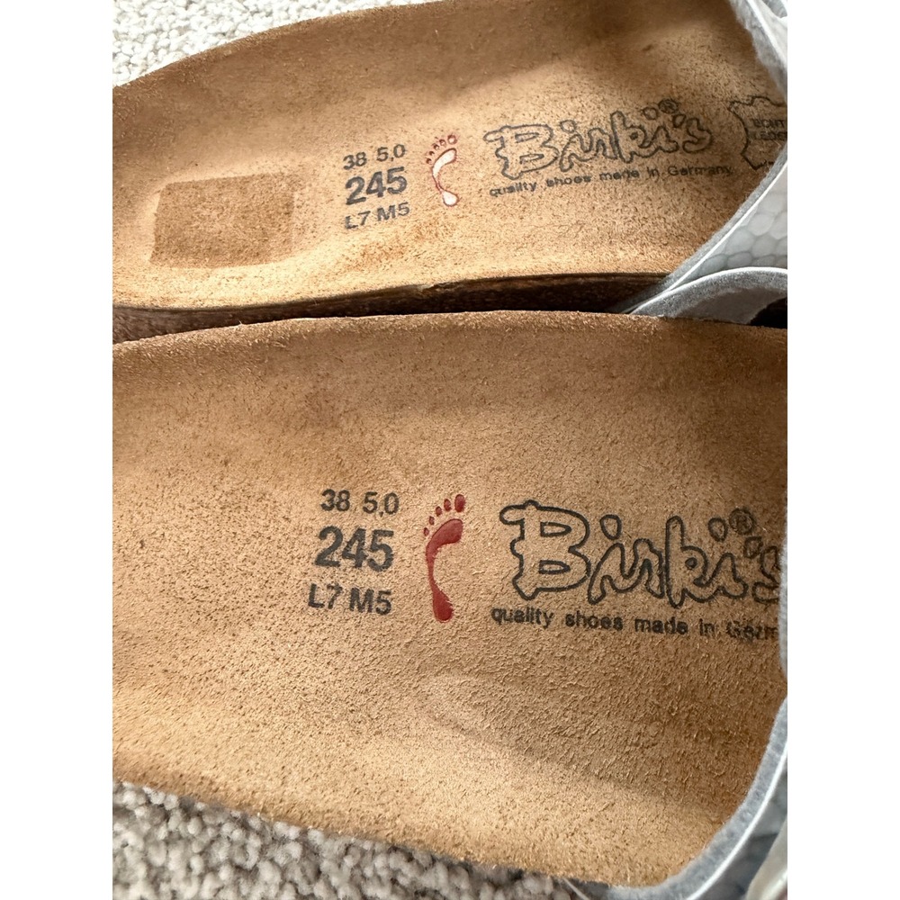 Birkenstock Birki's Xenia Sandals Womens 7 EU 38 Silver Slip On Casual - Picture 3 of 6